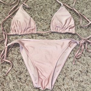 Strappy pink bikini set